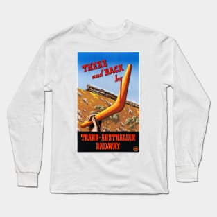 Vintage Travel Poster There and Back by Trans Australian Railway Australia Long Sleeve T-Shirt